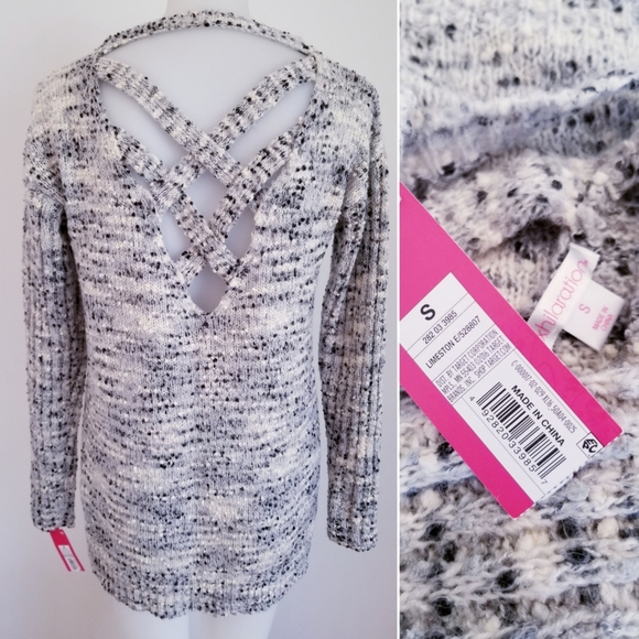 Xhilaration High Low Criss Cross Back Sweater, S - Picture 3 of 3